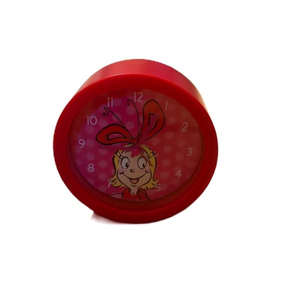 Dr. Seuss Grinch Cindy Lou Who Standing Alarm Clock NEW Christmas Decor Red